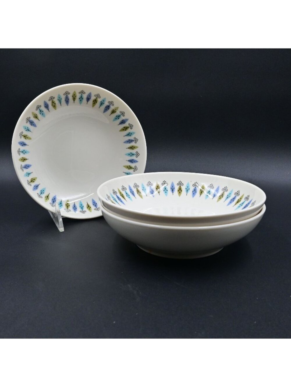 Syracuse Carefree True China Nordic Soup Cereal Bowls Set of 3 Retro MCM 7"